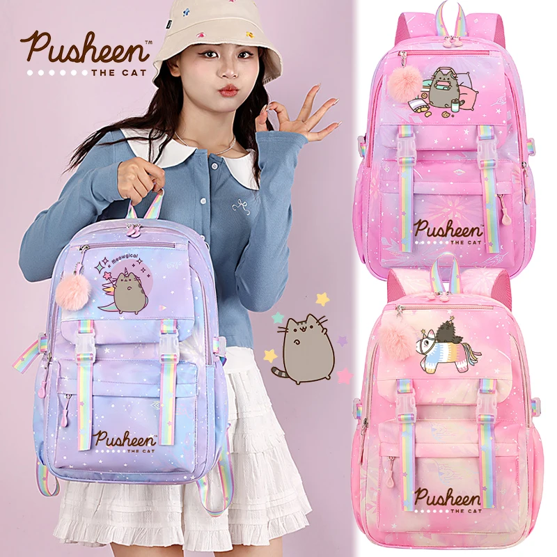 Pusheens Kids Cartoon Cute Backpack Children School Bag Women Girl Bookbag Student Teenager Knapsack Rucksack Mochila Anime Gift