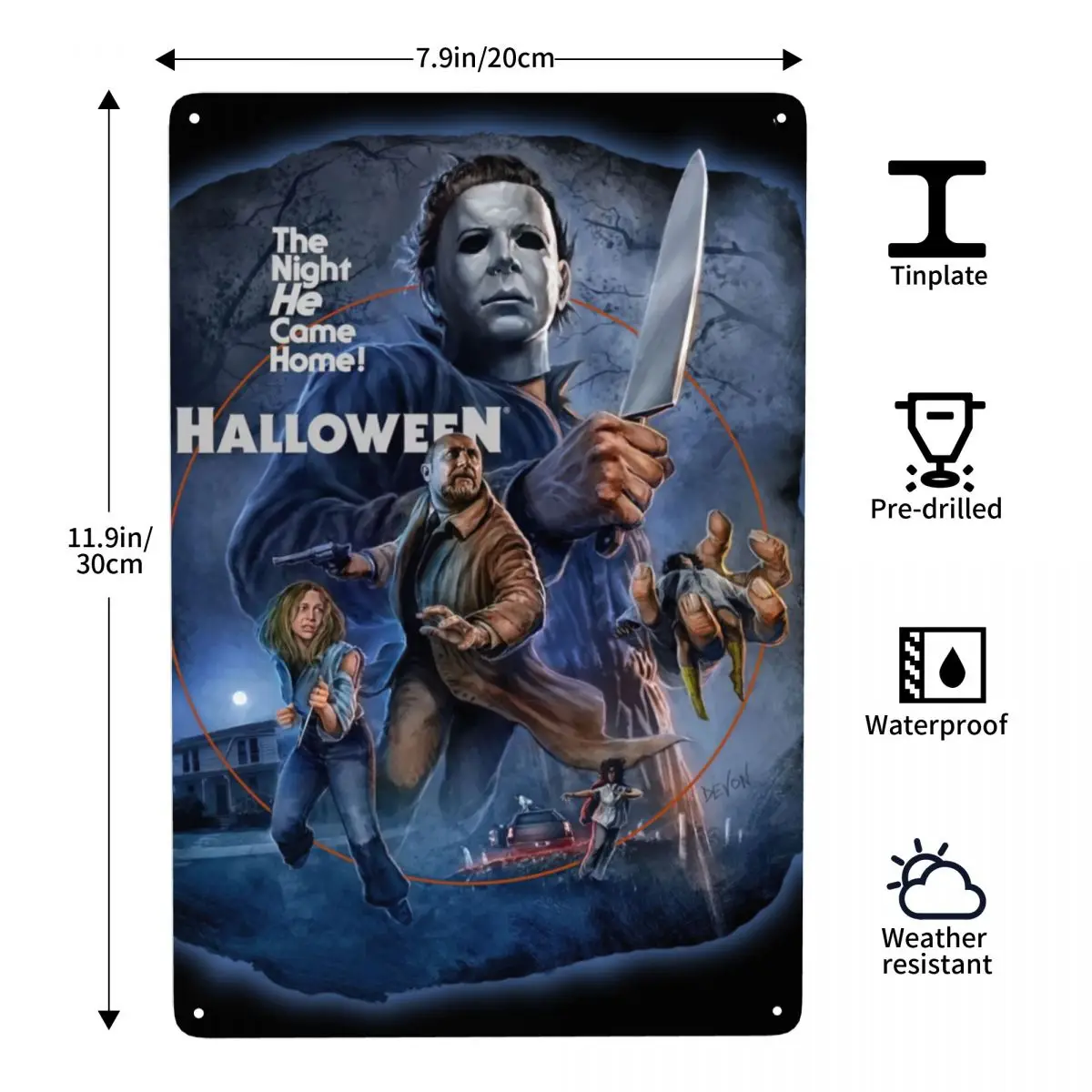 مايكل مايرز هالوين فيلم الرعب القاتل التسلسلي علامة معدنية القصدير علامات الزخرفية لويحات الحانات نادي رجل الكهف بار جدار ديكور فني #3