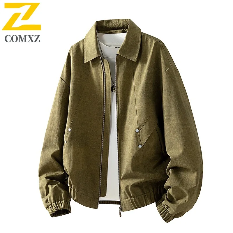 سترة COMXZ للرجال اليومية معطف دراجة نارية خفيف الوزن على الطراز الأمريكي الفاخر 2025 ملابس خريفية متينة مريحة للاستخدام اليومي #3