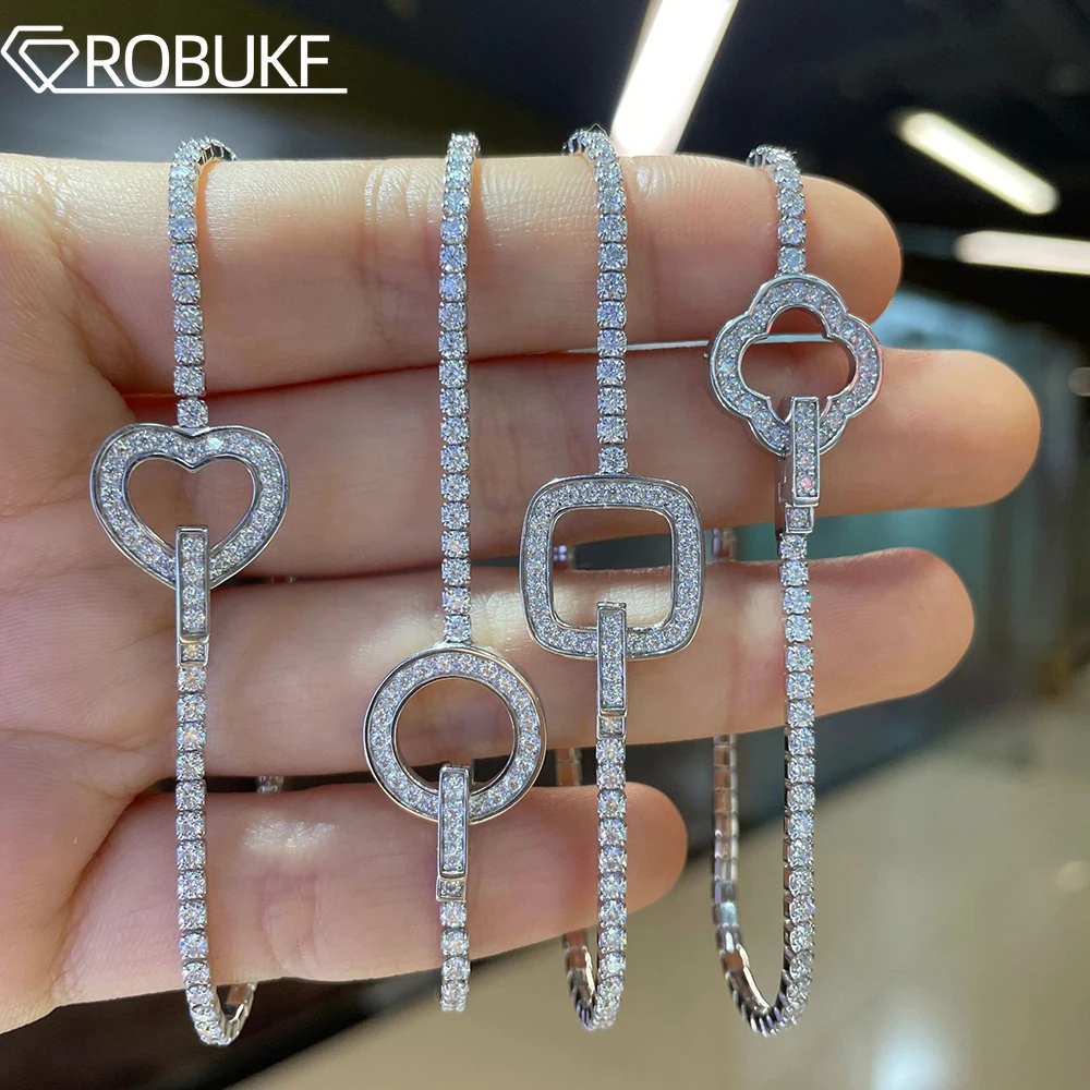 

2mm Full Moissanite Tennis Bracelets for Women Lab Diamond S925 Silver Plated 18K White Gold Minimalist Elastic Bangle with GRA