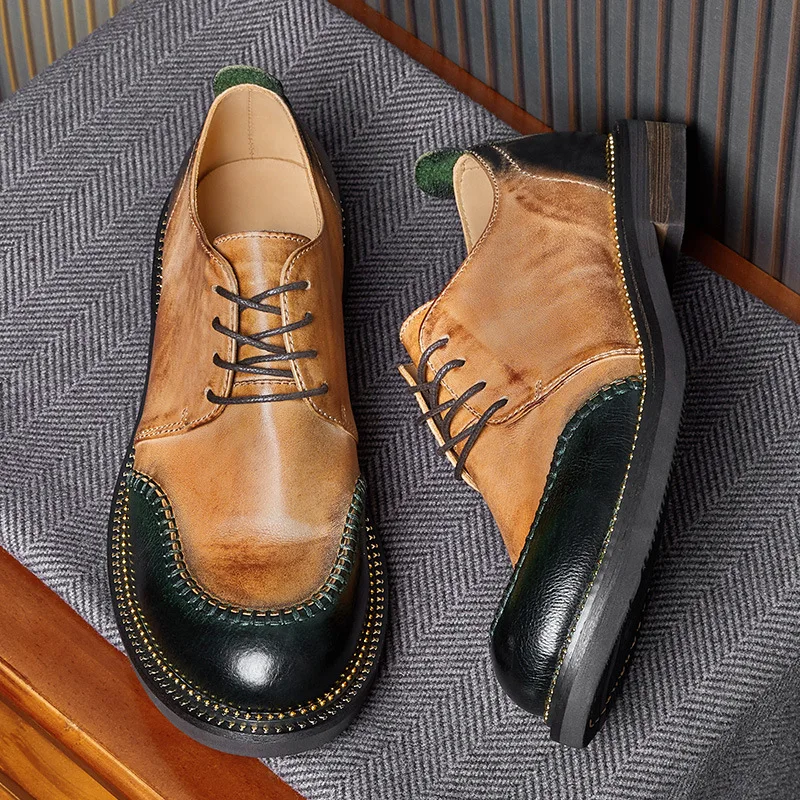 Autumn Men Thick Bottom Fashion High Quality Genuine Leather Shoes Men,Lace-Up Business Men Shoes,Men Dress Shoes,Summer Spring