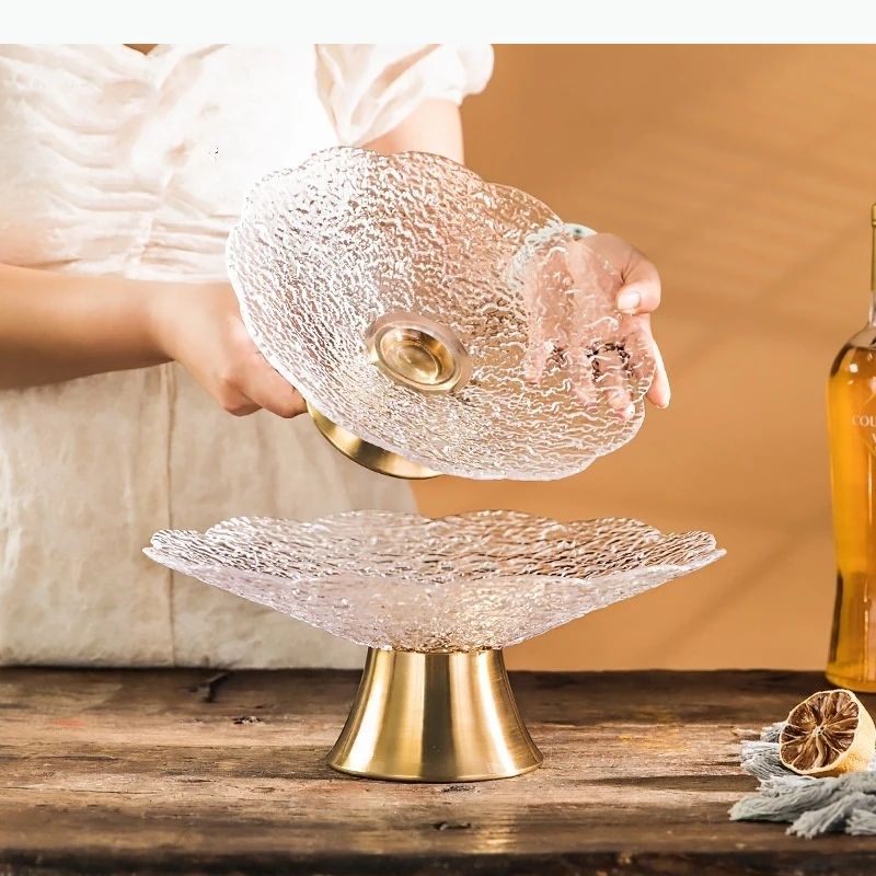 High Foot Glass Plates Fruit Plates Candy Plate Snack Trays Cake Stands Dim Sum Dish Refreshment Plate Dessert