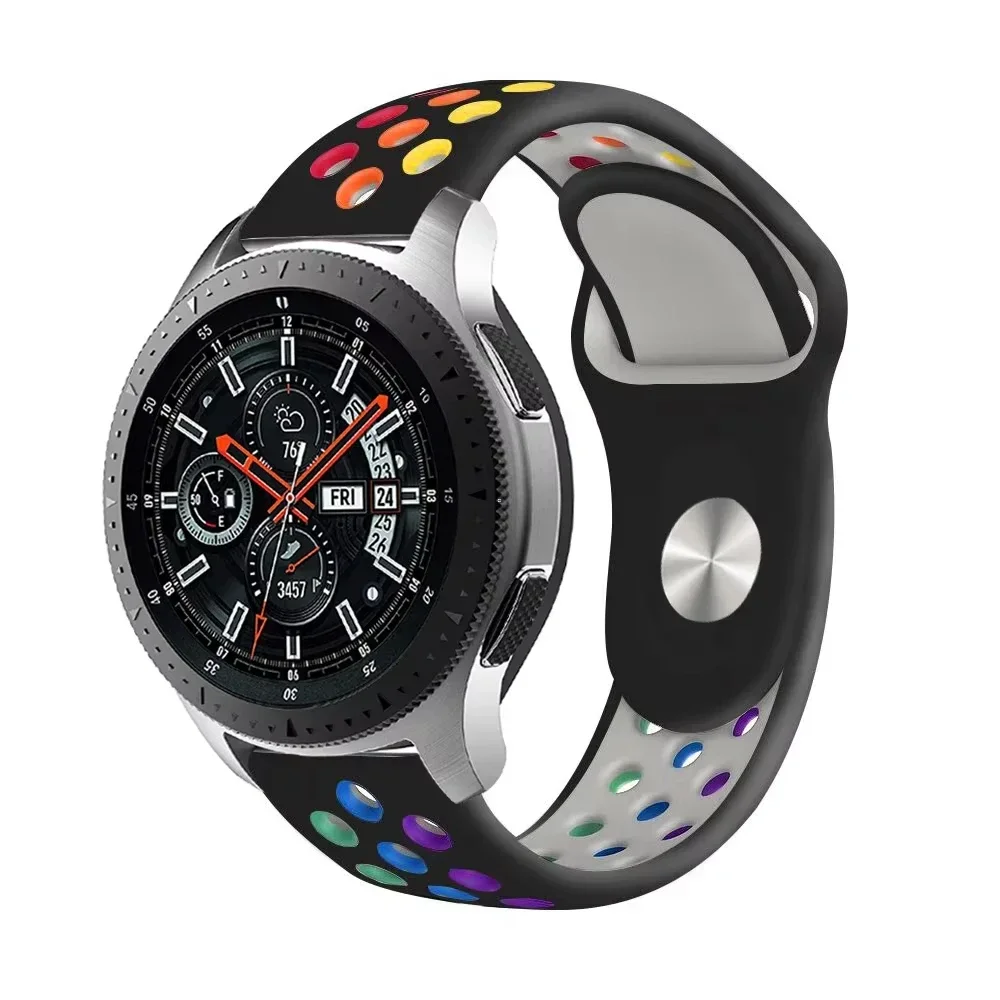 Rainbow Silicone Band for Samsung Galaxy Watch 7 6 5 4 FE, 6 Classic 5 Pro, 20mm 22mm Sport Strap, Breathable Wristband