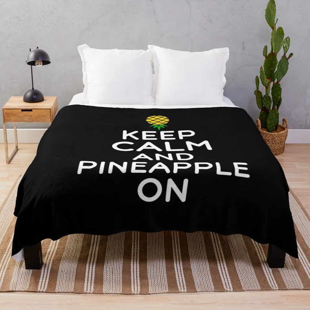 Keep Calm And Pineapple On Funny Swinger Quote Throw Blanket Soft Big Plaid Blankets