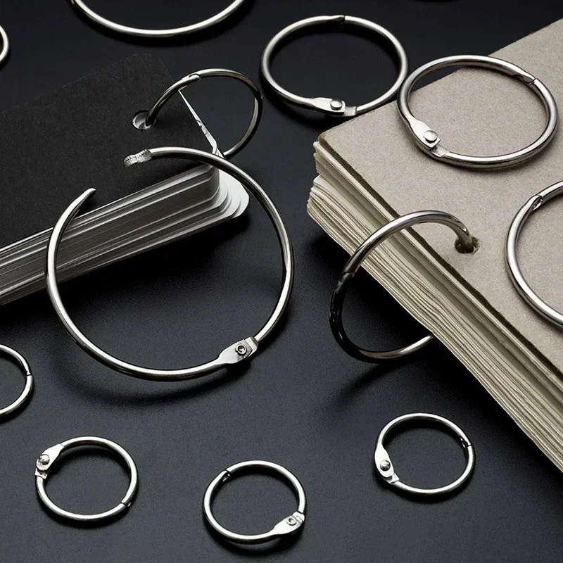 10pcs Metal Binder Ring DIY Albums Loose-leaf Book Hoops Clip Opening O-Rings Keychain Keyring Office Binding Supplies