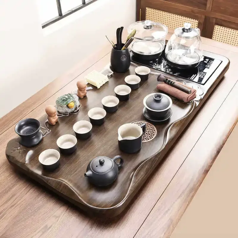 a*-Chinese Kung Fu Tea Tray Rectangle Vintage Serving Living Room Decorative Tea Tray Luxury Hospitality Home Decorationgs/.