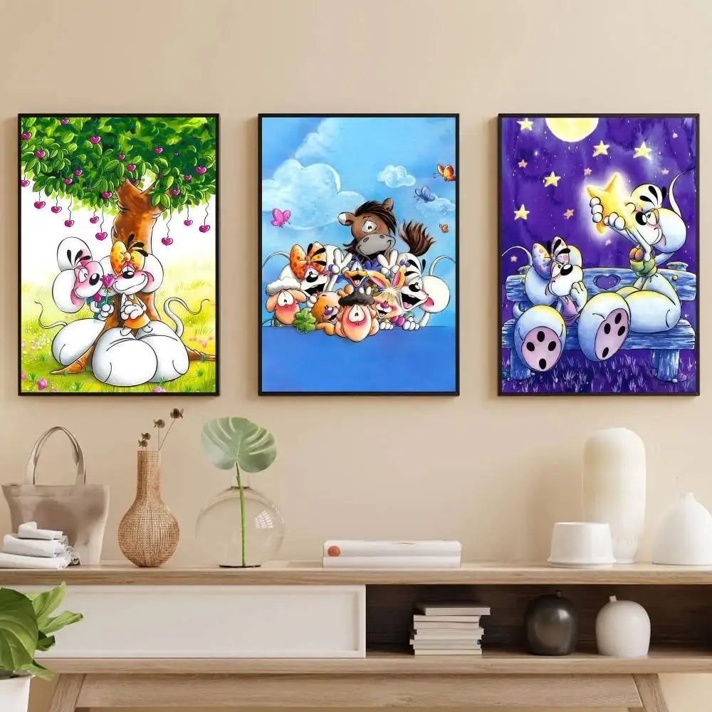 

Cute Cartoon D-Diddl Poster Self-adhesive Art Waterproof Paper Sticker Coffee House Bar Room