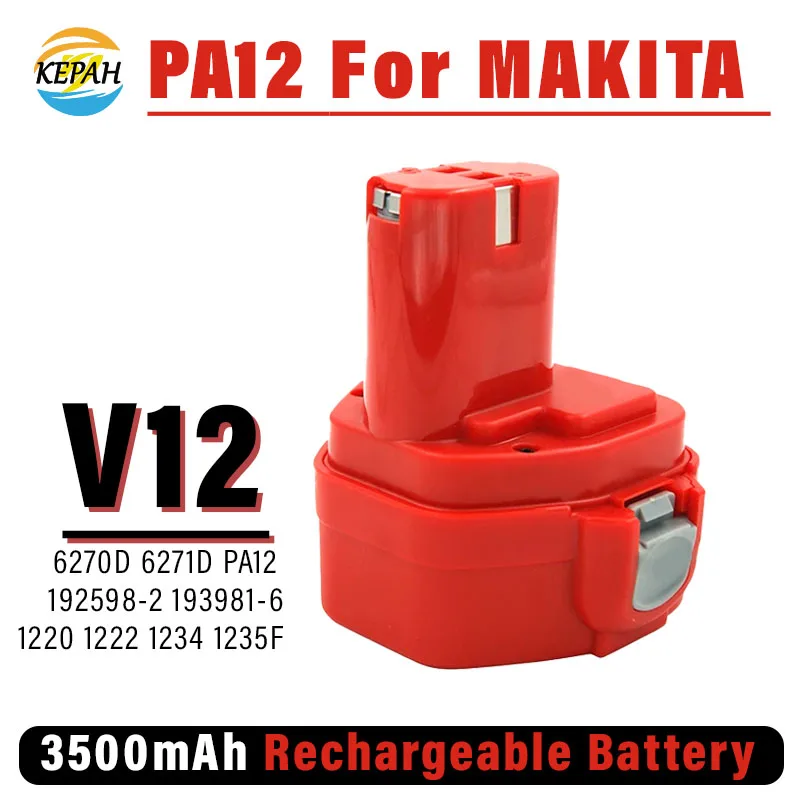 Para Makita 12V 3.5Ah Ni-MH batería recargable herramienta eléctrica reemplazo de batería 3500mAh PA12 1220 1222 1235 1233S 6271D