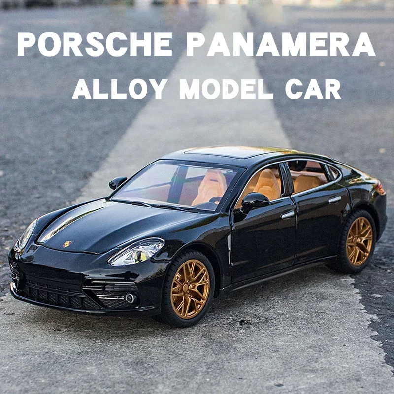 1:24 Porsche Panamera Alloy Diecasts & Toy Model pojazdów Symulacja dźwięku i światła Pull Back Kolekcja zabawek dla dzieci Prezent