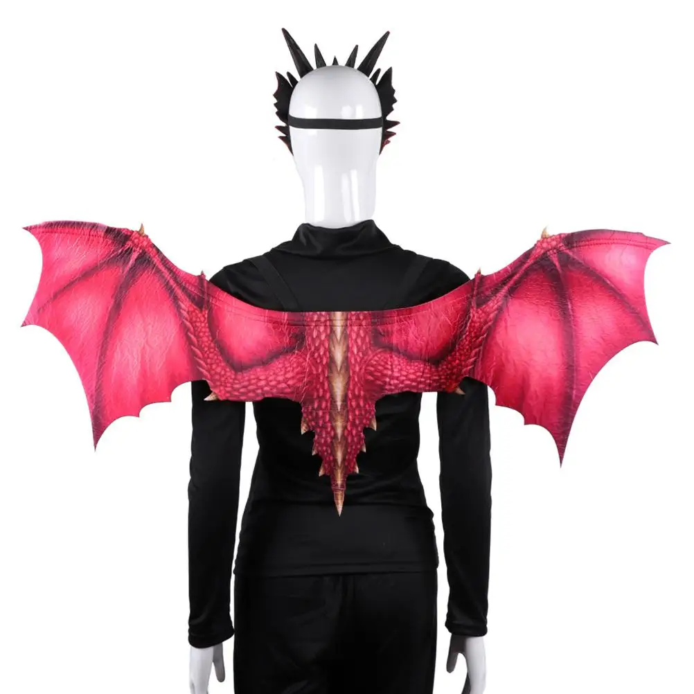 Costume da drago per adulti Rosso Halloween Ali di drago Carnevale Masquerade Decorazioni per adulti Ali di drago non tessute Accessorio per oggetti di scena cosplay