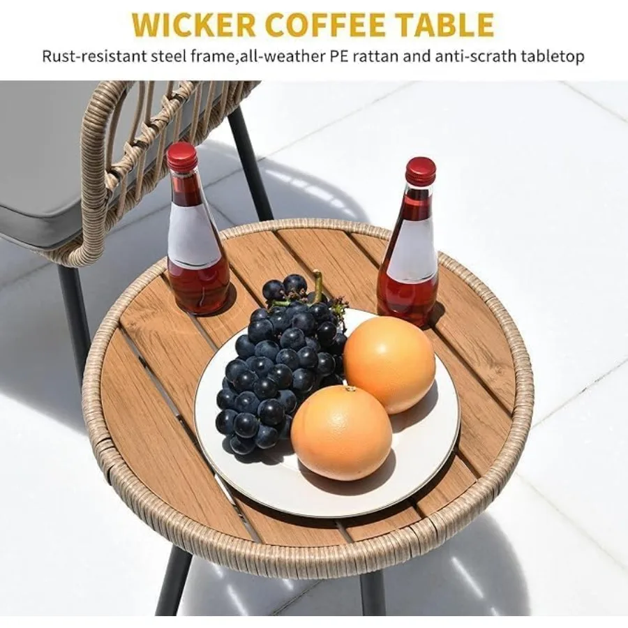 モダンな4人掛けセクショナルソファセット（リビングルーム用）、厚いクッションと一体型サイドテーブル付き、グレー色、広いスペースに最適