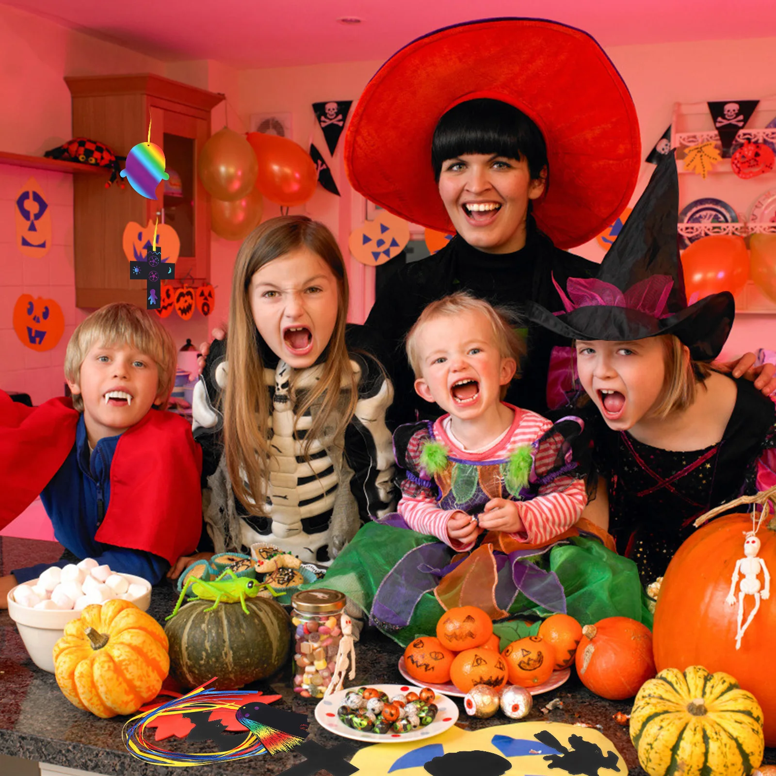 12 Pcs Halloween Scratch Paper Kits Halloween Theme Drawing Toys Scratch Paper Kit Kids Crafts School Projects Supplies