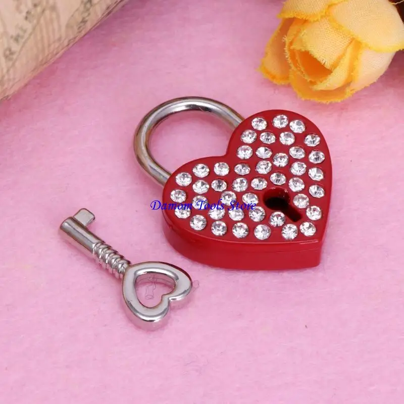 57BE Metal for Wish Lock Mini Heart Archaize Padlocks With for Key for Lovers Girls S