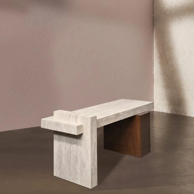 Nordic simple modern solid wood travertine console table home office school dining room living room furniture