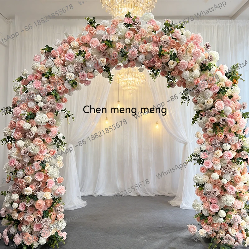 

Luxuy Pink White Rose hydrangea Flower Row Wedding Backdrop Arch Flowers Ball Flower Floral Row Party Event Welcome Sign Props