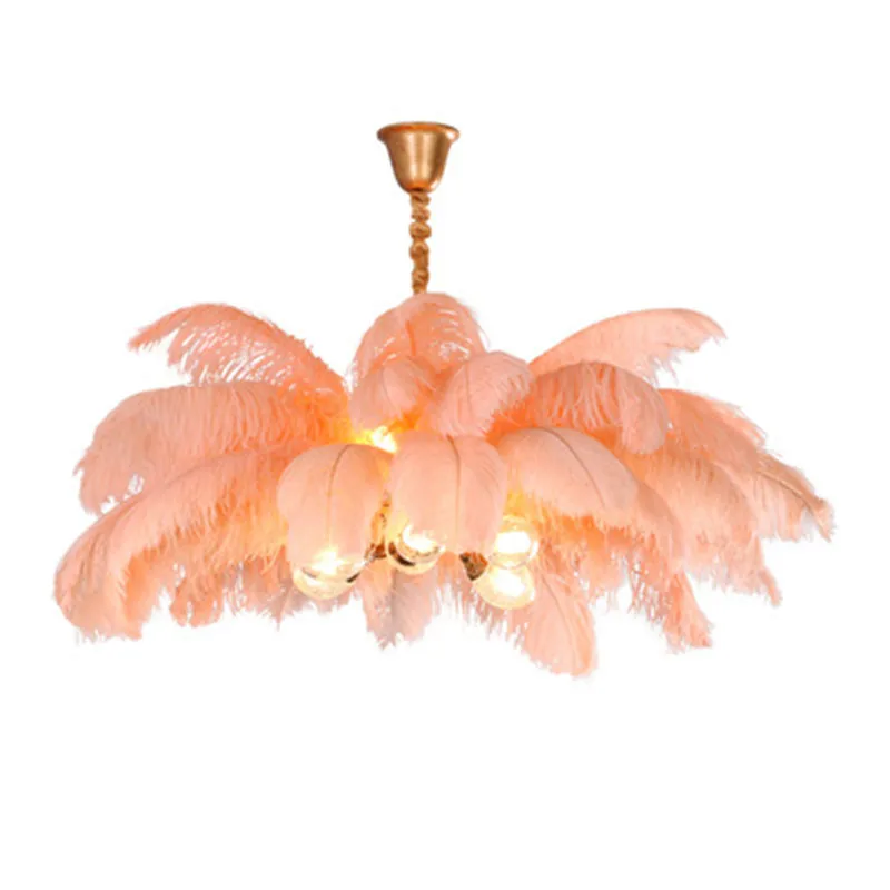 

Creative LED Ostrich Feather Chandeliers Pendant Lights Home Romantic Ceiling Hanging Lighting Living Room Kitchen Decor Lamp