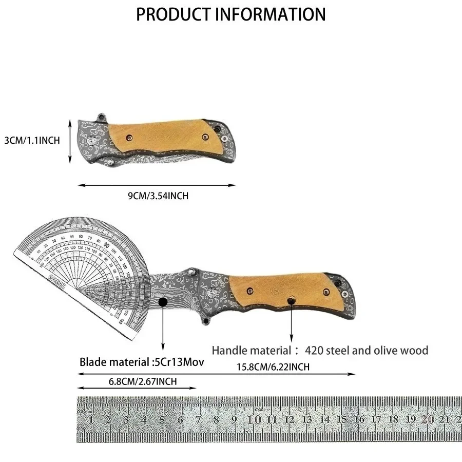 جديد 339 سكين صغير قابل للطي 5Cr13Mov شفرة 420 الصلب مع مقبض خشب الزيتون التخييم حمل سكينة للاستعمال الخارجي المشي لمسافات طويلة مغامرة أداة ECD #6