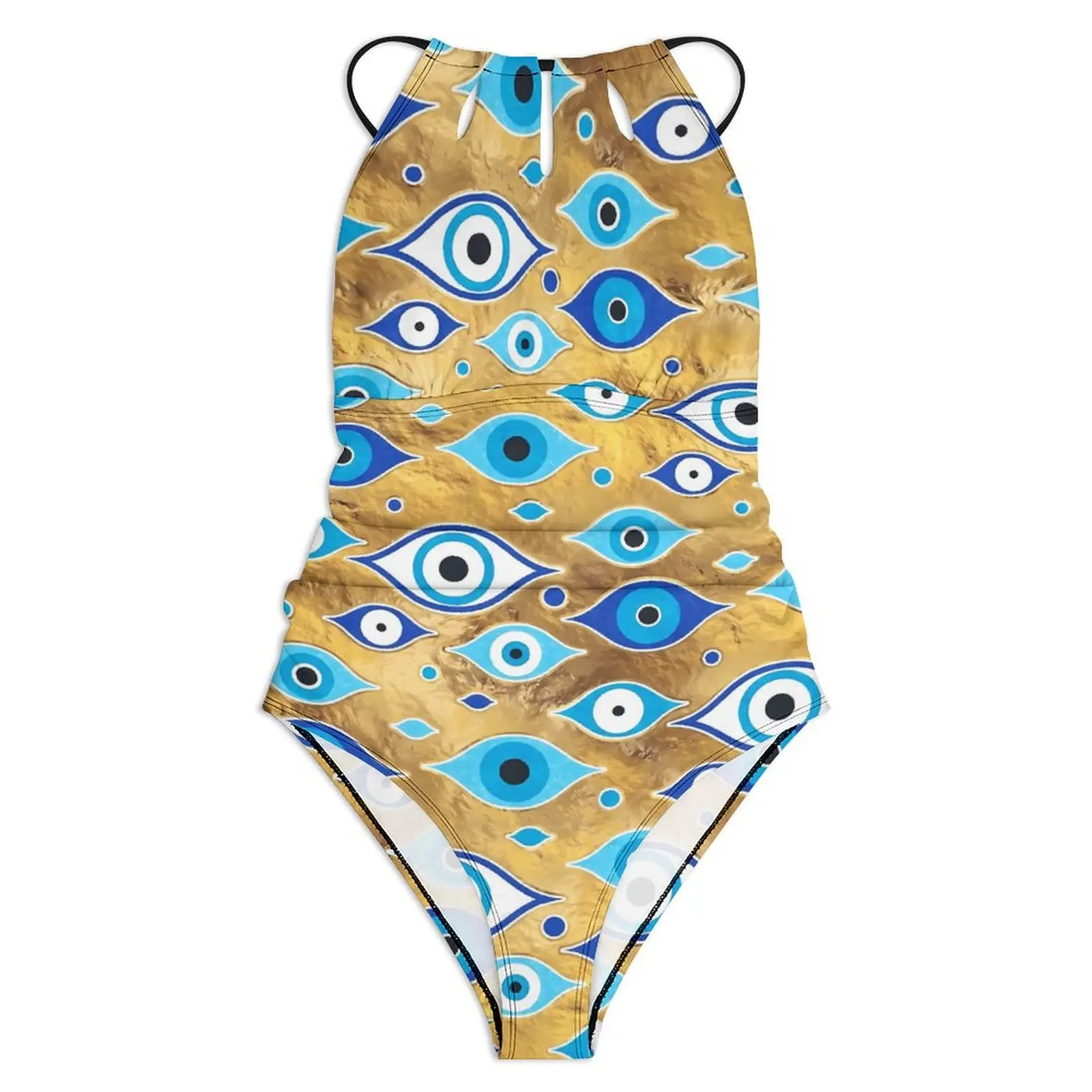 Gold Evil Eye Swimsuit Greek Mati Mataki Push Up Swimwear One Piece Holiday Bathing Suits Bodysuit Sexy Beach Wear Plus Size