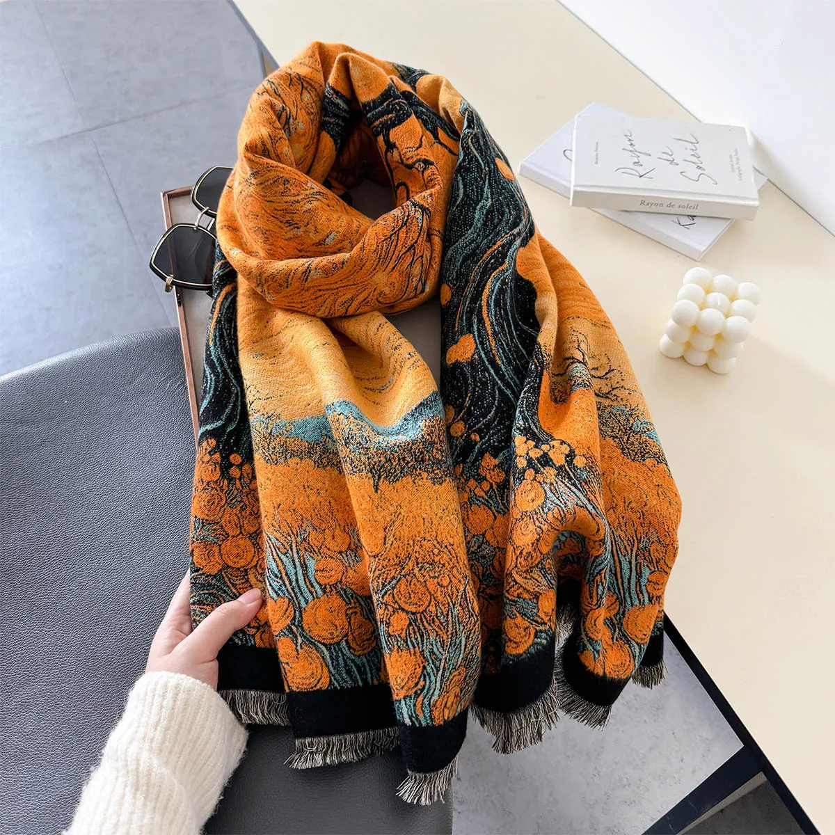 Fashion Autumn Winter Warm Cashmere Scarf Pattern Long Tassels Women Thicken Wrap Shawl Muffler Pashmina Bufanda Blanket Echarpe