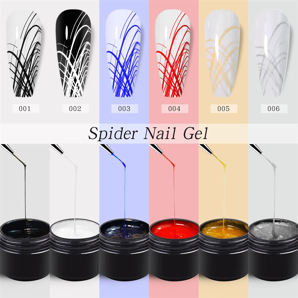 Misscheering Spider Web Drawing Gel smalto per unghie pittura colorata Gel smalto per unghie fai da te Nail Art Design Pull Silk Line Gel lacca