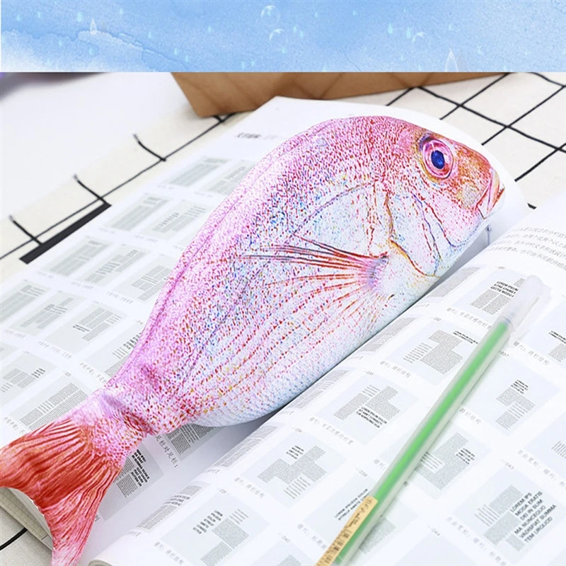 1PC Creative Fish Pencil Bag Student Stationery Box Large Capacity Pencil Case Simulation Salted Fish Pencil Bag