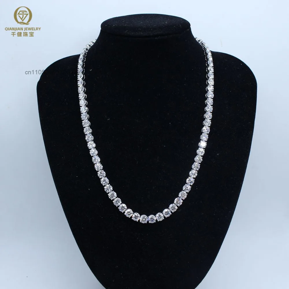 Moissanite S925 Qianjian Brand Jewelry 14K Gold EF/VS Lab Diamond Tennis Link Chain 6.5mm 20inches Lab Grown Diamond Cha