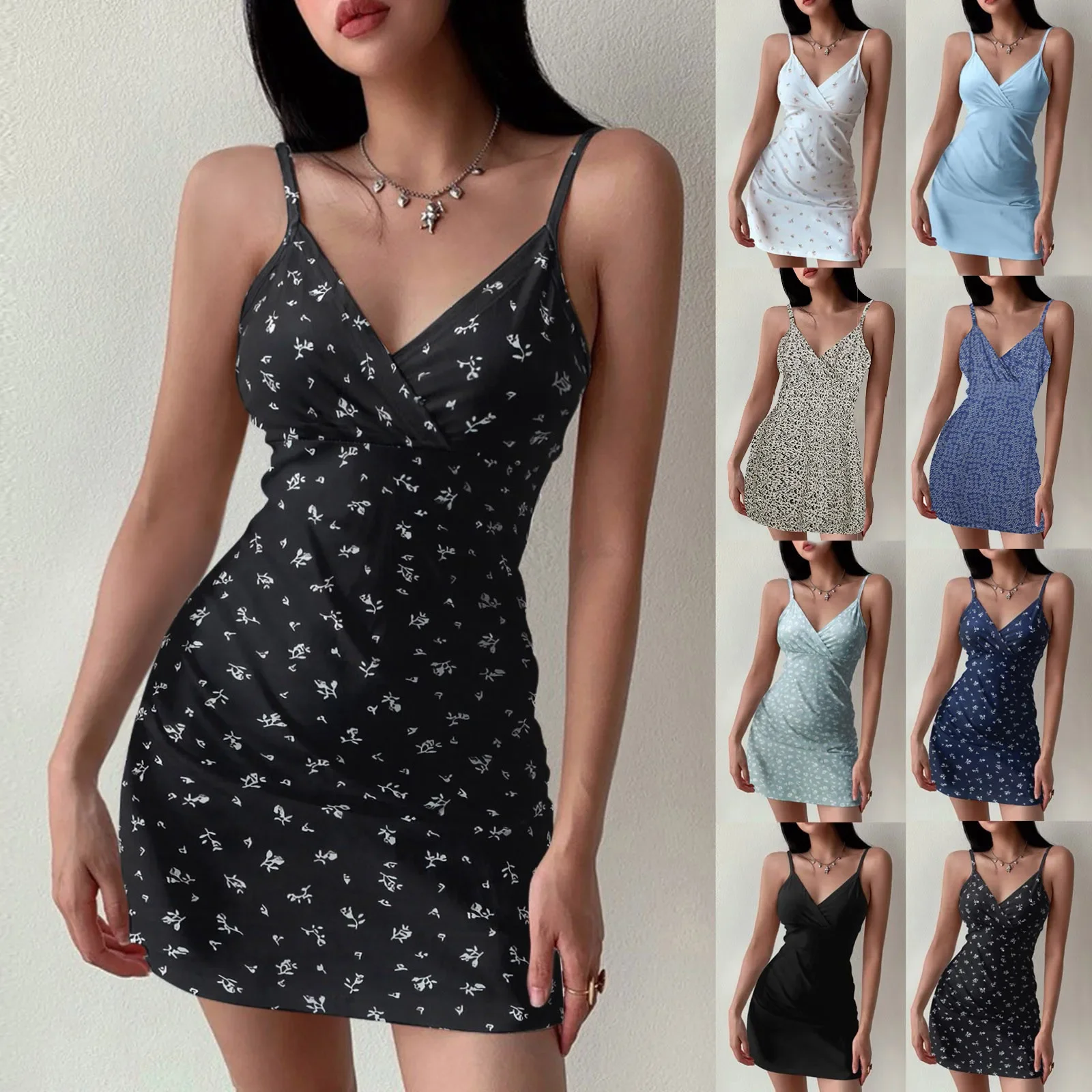 

Y2k Vintage Floral Cross Camis Dress Women Slim Sleeveless V-Neck Summer Sexy Cute Backless Party Black Mini Dresses Woman Cloth