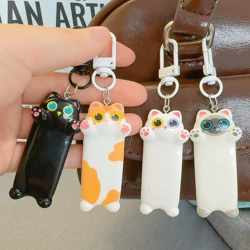 Kawaii Cartoon Cat Keychain, Cute Seeking a Hug Cat Backpack Pendant, Sweet Keyring Gift for Kids