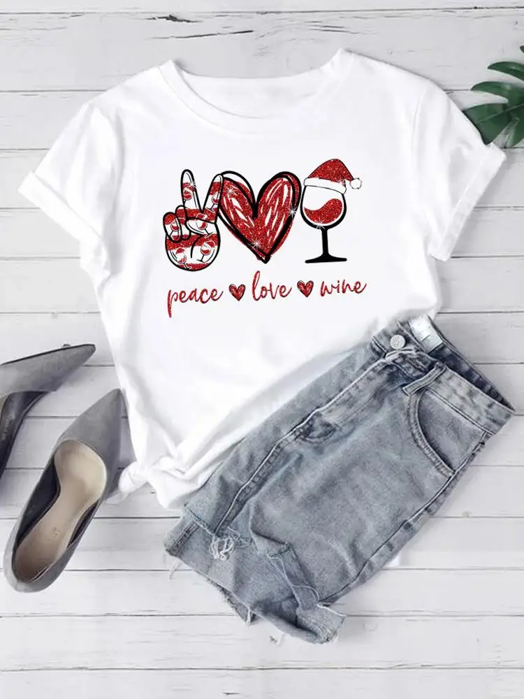 New Year Clothing Tee Christmas Women Fashion Lady Snowman Funny Trend Printed Short Sleeve T-Shirts Graphic T Top