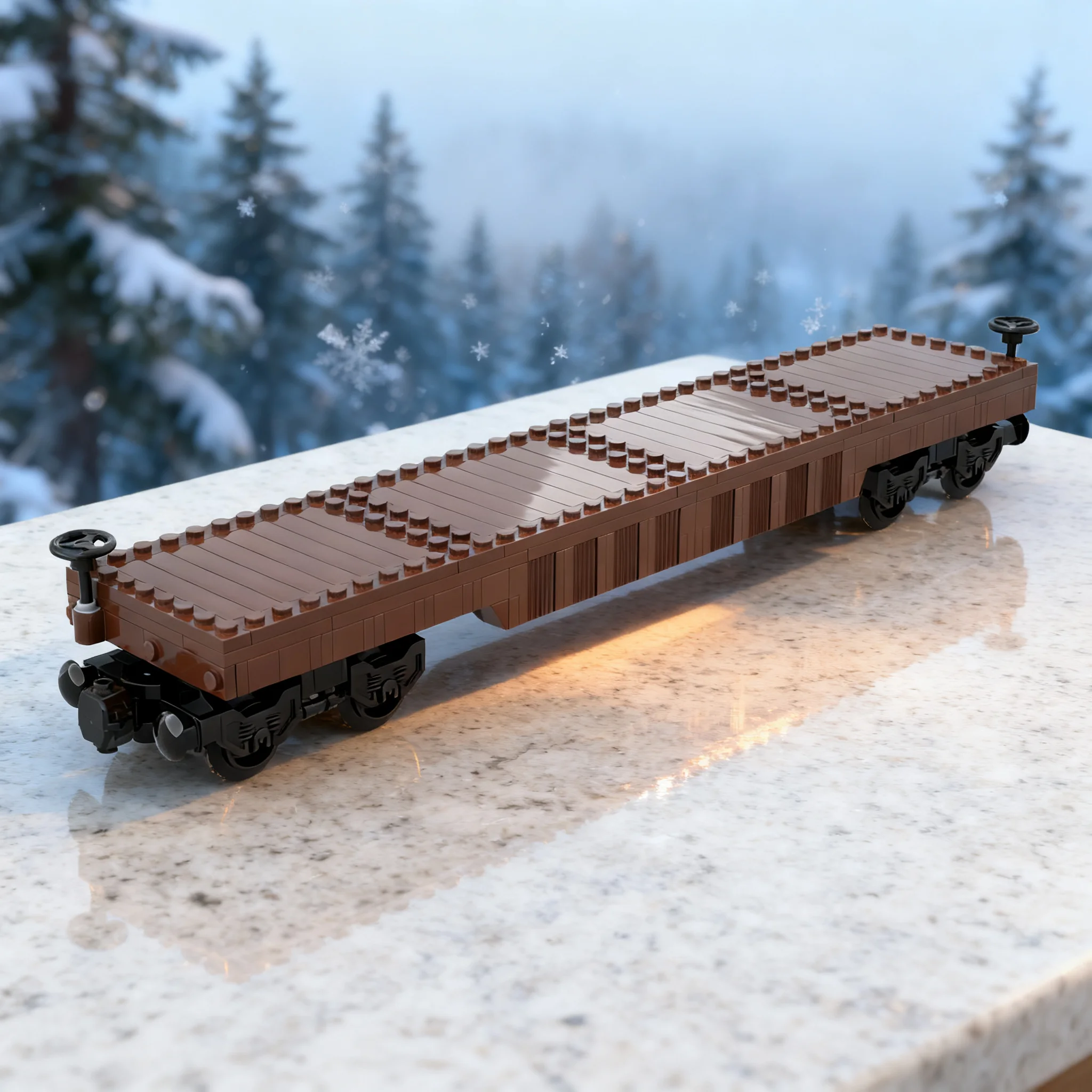 284 pièces MOC Train à Plateau Plat Modèle RC Blocs de Construction Jouet d'Architecture Cadeaux de Noël Idée Éducative Briques Créatives pour Enfants