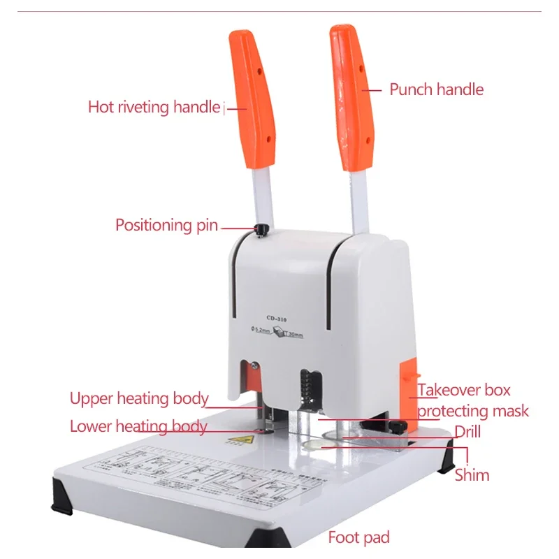 CD-310 Punch Binding Machine 220V/120W Rivet Tool Office Appliance Professional Equipment Binding Machine Tool