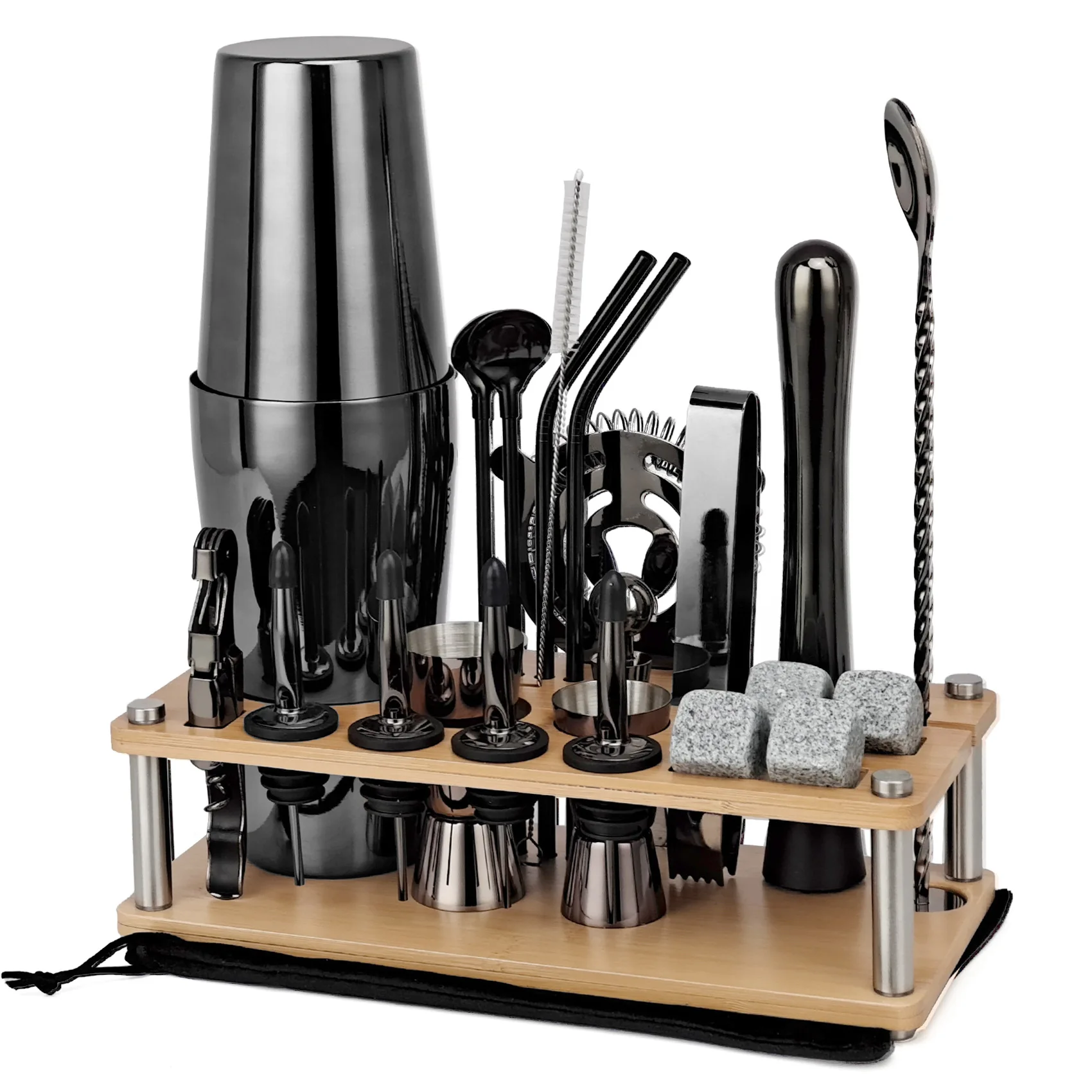 

Деревянная подставка для бара, набор коктейльных шейкеров, инструменты для барной посуды, наборы шейкеров с деревянной стойкой