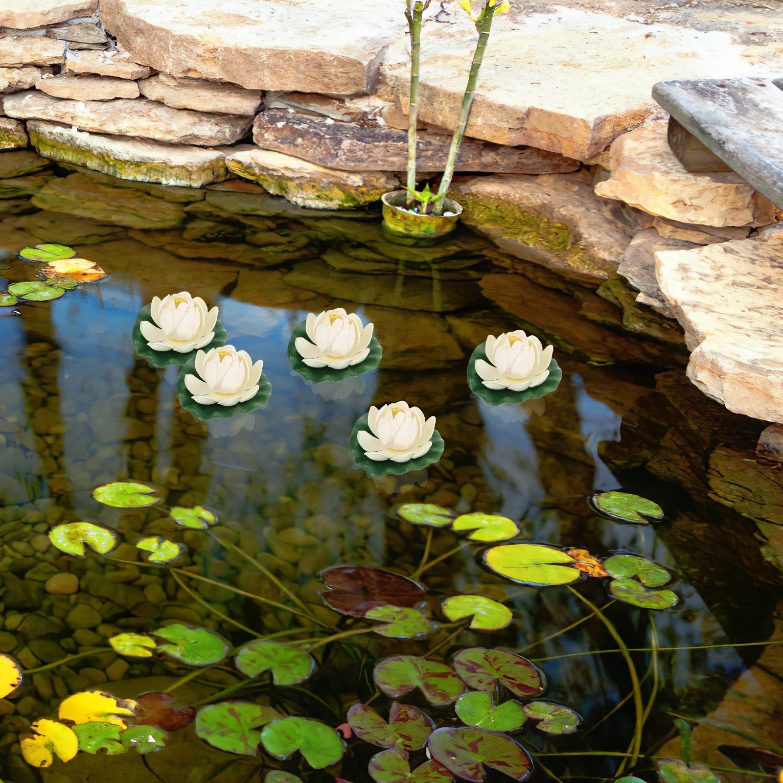 

5Pcs Floating Lotus Flower Decor Artificial Water Plants for Ponds Fountains Gardens Pool Home Decor Floating Flowers