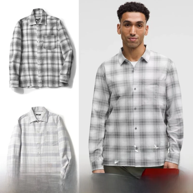 

High-End Cotton Waed Long Sve Men's Casual irt Faionable All-Season Plaid Pattern Breathable Loose Fit Garage Man