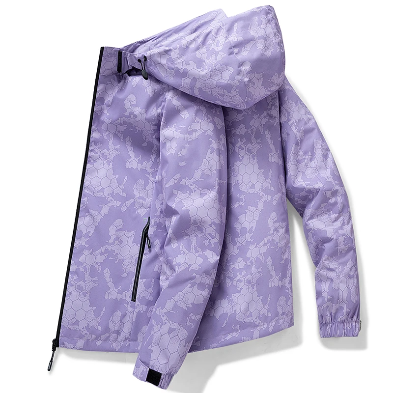 2024 Spring Men's Jacket Outdoor Hiking Bike Waterproof Hunting Camouflage Hooded Coat Casual Fashion Couple Windbreaker