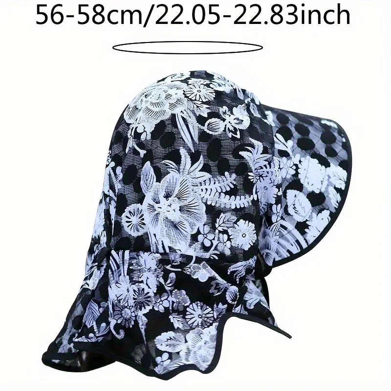 Breathable Print Floral UV Protection Sun Hat Flower garden working Sunscreen Cap Wide Brim Neck Guard beack Hiking Women Hats