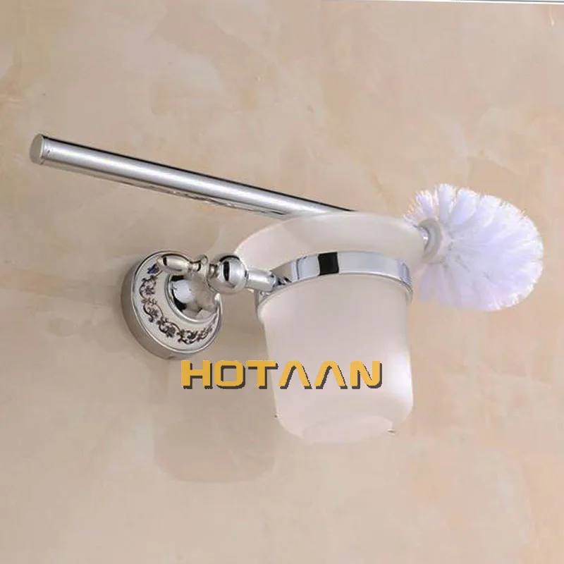 Luxury Towel Rack Wall Mounted Bathroom Accessories Set Ceramic Stainless Steel  Bath Hardware Sets Chrome Toilet Brush Holder