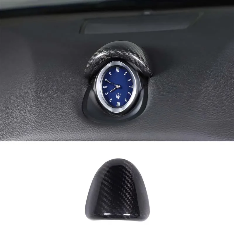 

1Pcs For Maserati Ghibli 2014-2021 Real Carbon Fiber Car Center Clock Decorative Cover Base Cover Sticker Car Accessories