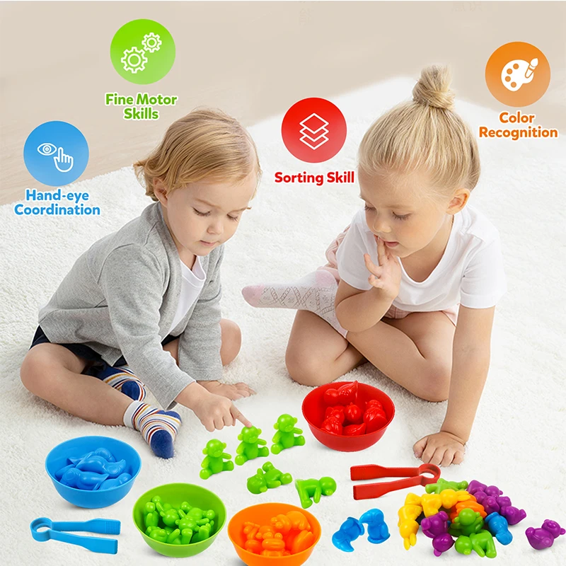 Kids Montessori Toys Color Sorting Counting Animal Matching Games Learning Educational Game Sensory Training Children Toys 3-5Y