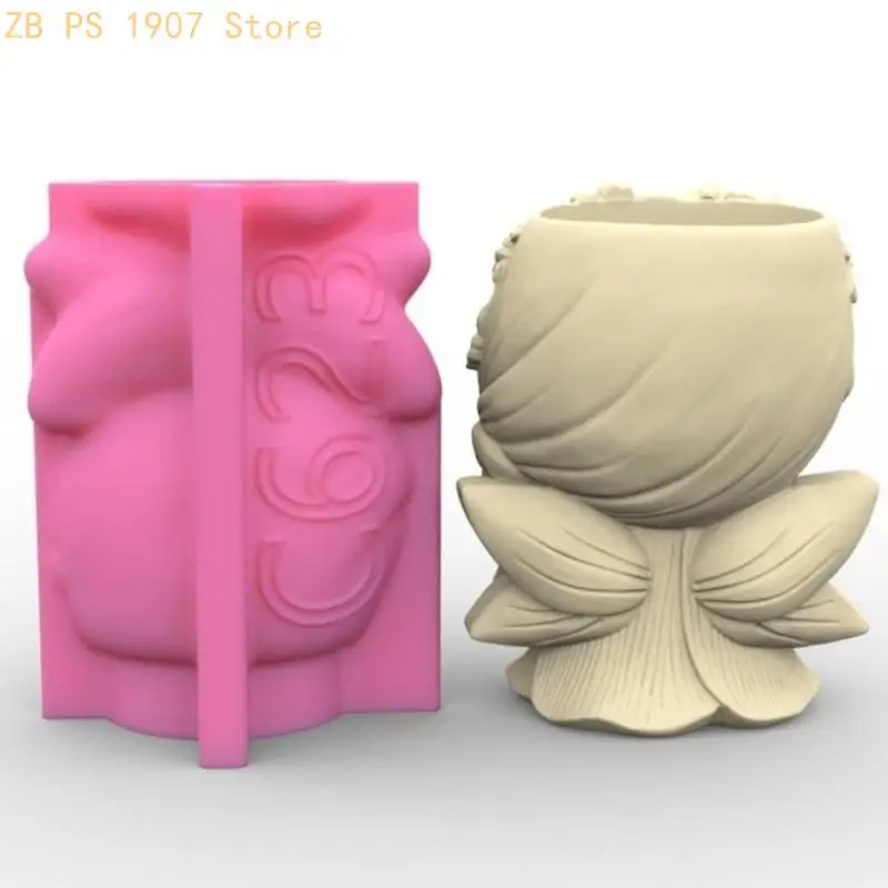 Flower Pots Cement Silicone Mold 3D Girl Planter Molds Resin Mold Jewelry Storage Mould Epoxy Casting Molds 55KA