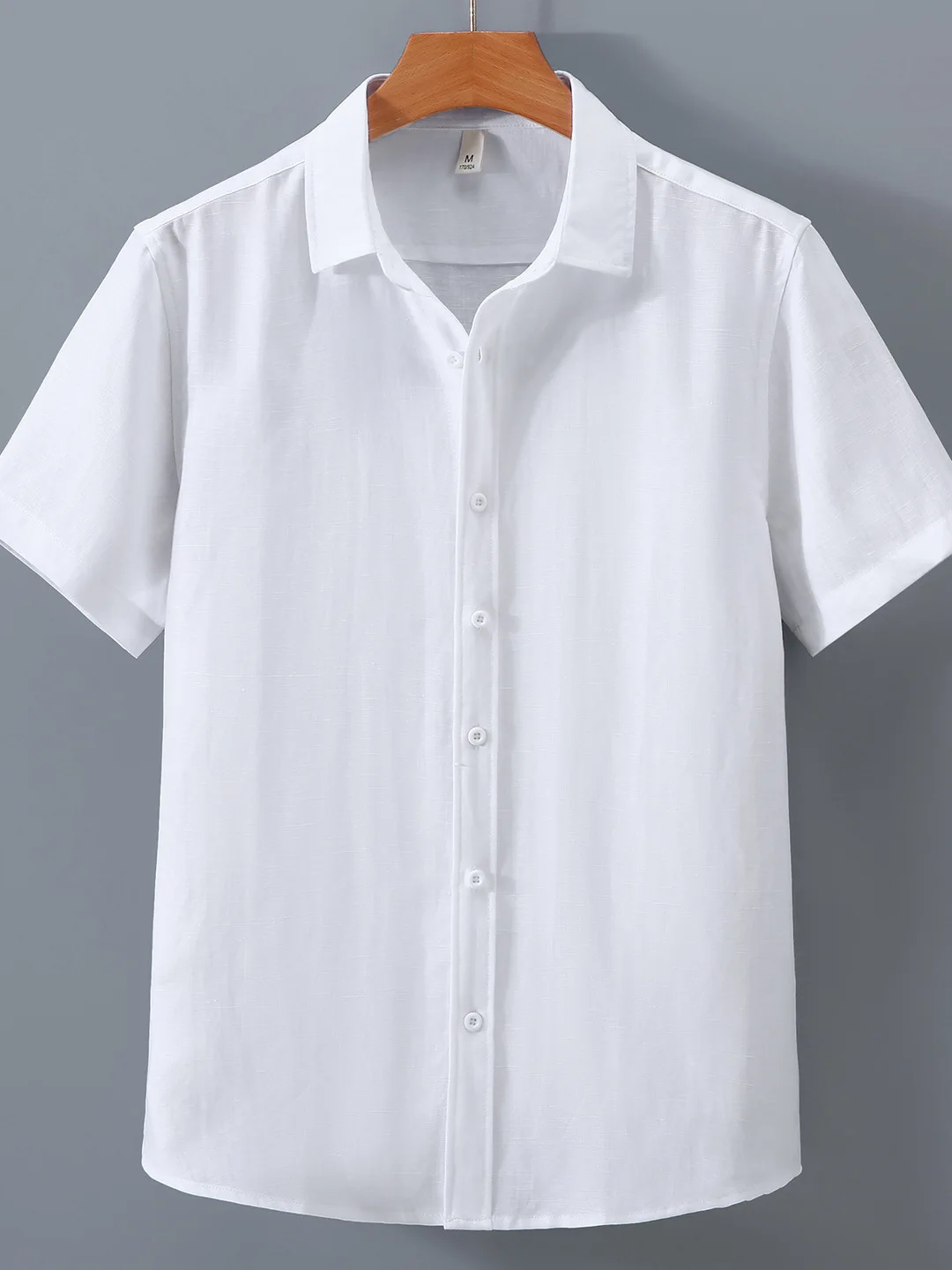 

Men's Casual Style Loose Fit Linen Shirt Breathable Summer Spring Fashionable Button up Short Sleeve Shirt