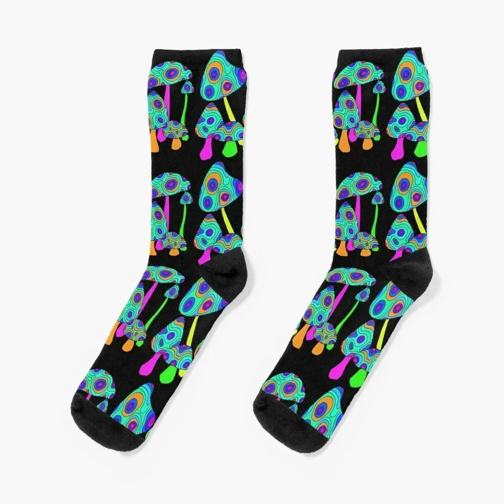 

Technicolor Mushrooms Green Fungi Socks gym designer brand essential funny gift Designer Man Socks Women's