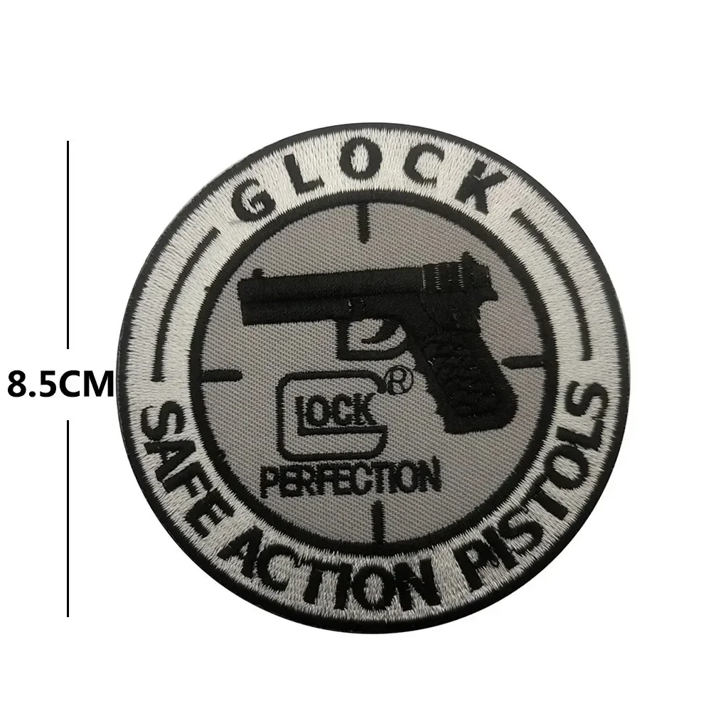 GLOCK Embroidery Patches Lock Perfection Hook Emblem Military Safe Action Pistols Morale Badge Capsule Corp Armband on Clothes