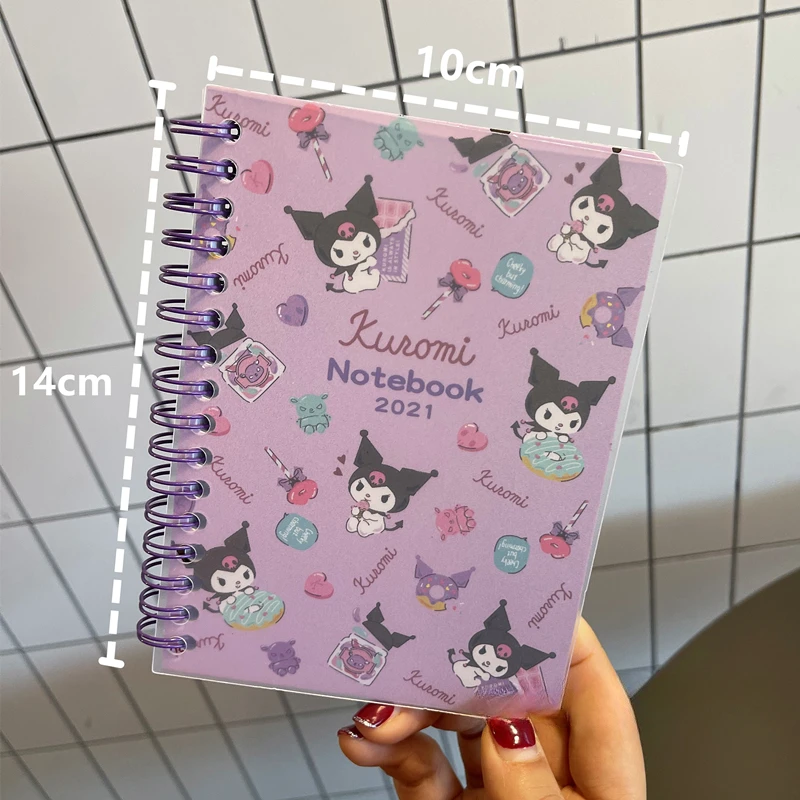 Notebooki Kawaii Sanrio A6 Kuromi Cinnamonroll moja melodia notesy Anime urocze terminarz tygodniowy z kreskówek papier do pisania prezenty dla