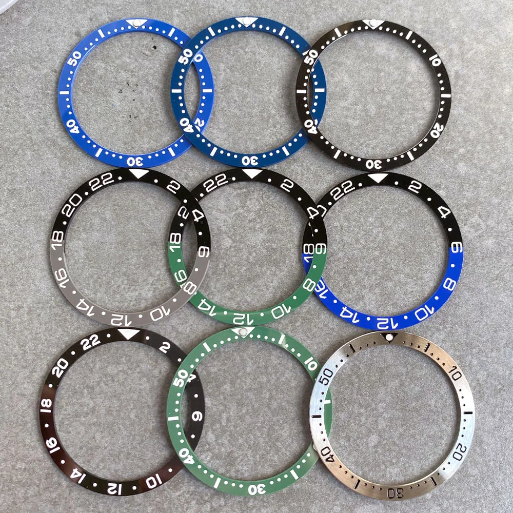 GMT 38mm*31.5mm Black/Blue/Green Flat Ceramic Watch Bezel Ring Insert Fit for SKX007 SKX009 NH35A Automatic Case Watch Accessory