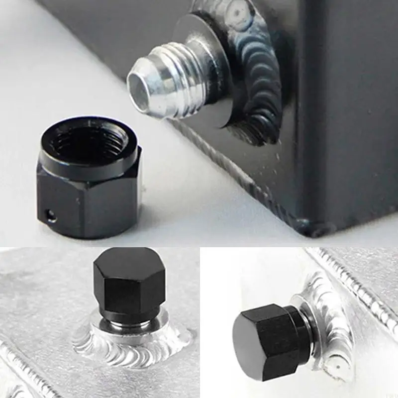 P9FD AN4/AN6/AN8/AN10/AN12 Flare Cap Plug Nut Aluminum Block Off Fitting Adapter Anodized Black