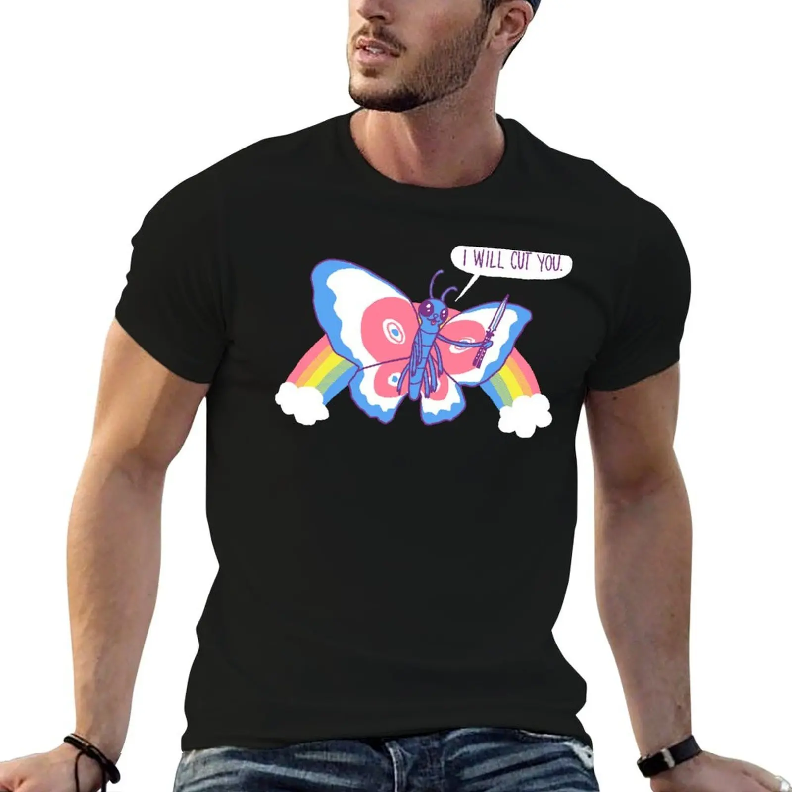 Butterfly Knife T-Shirt man t shirts high quality luxury brand anime tshirt t shirts for man pack cotton T-shirt