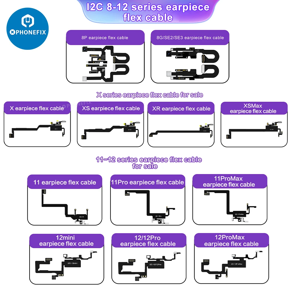 Fone ouvido i2C cabo flexível sensor proximidade do alto-falante teste cabo fita flexível para iPhone 8 SE2 SE3 8P X XS XS MAX XR 11 13 14 12 12 Mini acessórios de substituição usados com o programador inteligente i6S
