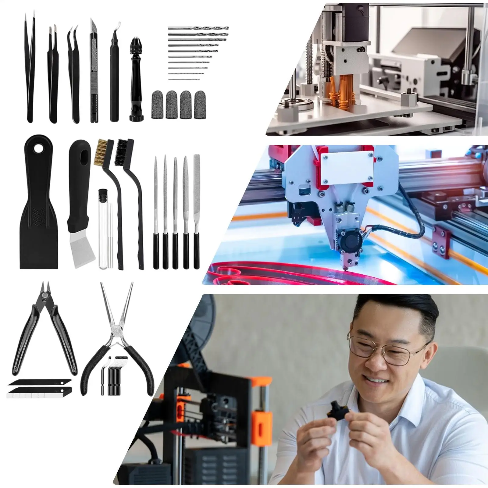 

3D Printer Tools Kit Multi-Purpose Filament Cutting 3D Printing Deburring Tool For Beginners Professionals Hobbyists Engineer