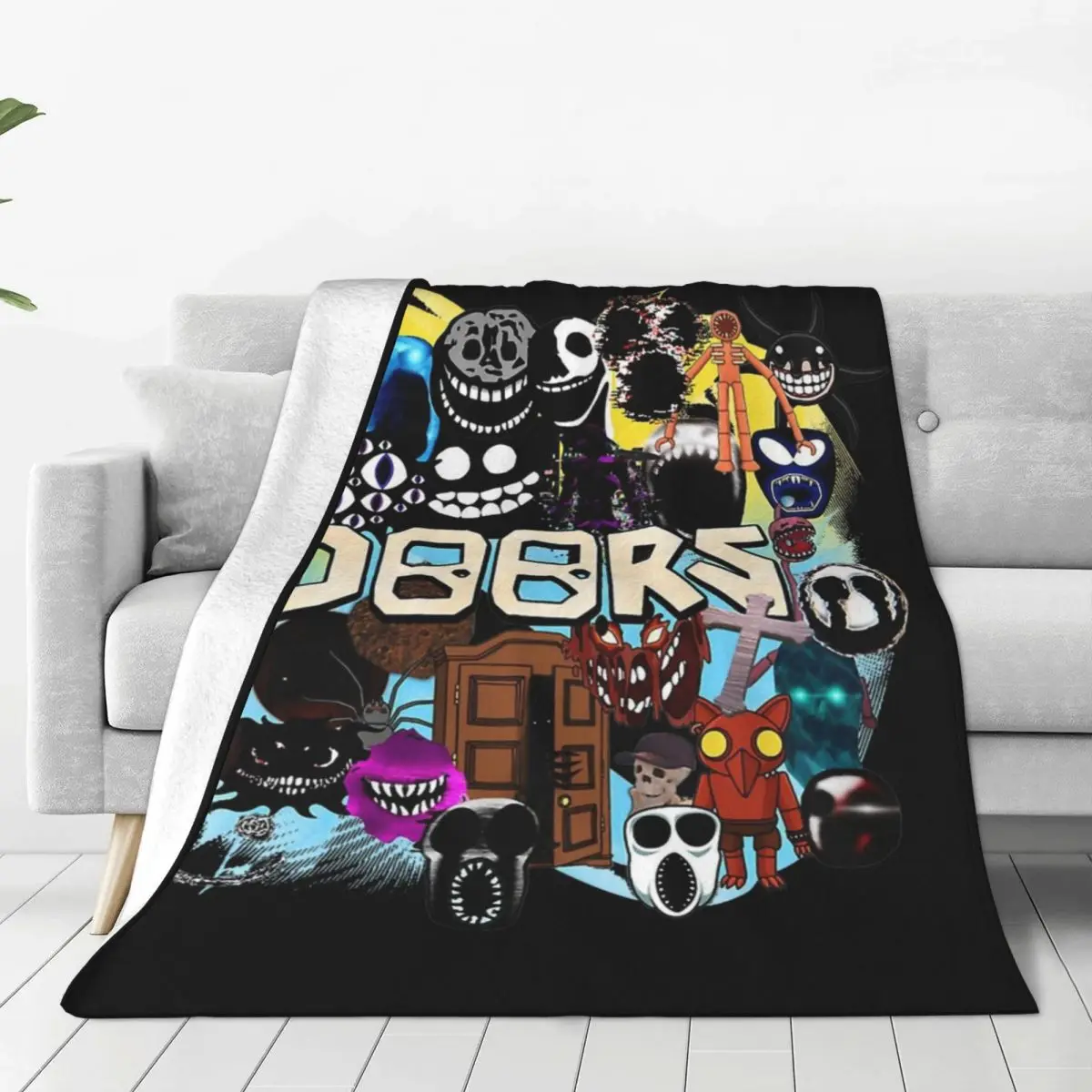 Doors All The Entities New Doors Game Update Blanket Fleece Print Multi-function Thin Throw Blanket for Bedroom Bedspread